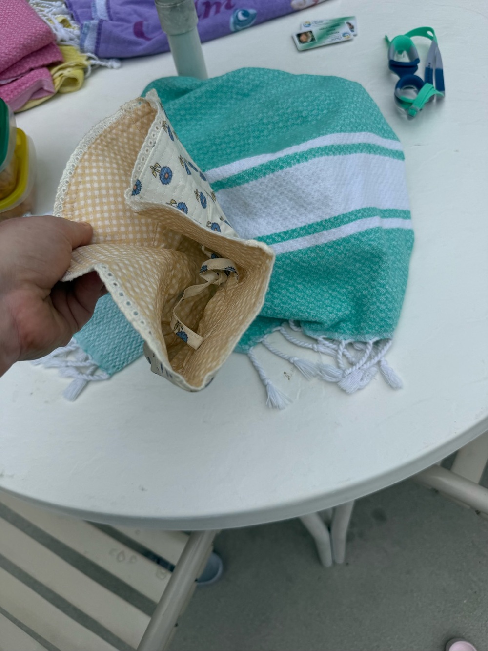 Zara Cream Floral Bucket Hat with Blue Print - Picture 6 of 9